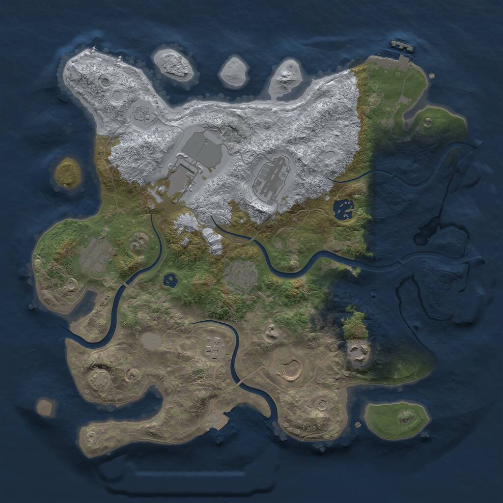 Rust Map: Procedural Map, Size: 3500, Seed: 407036678, 14 Monuments