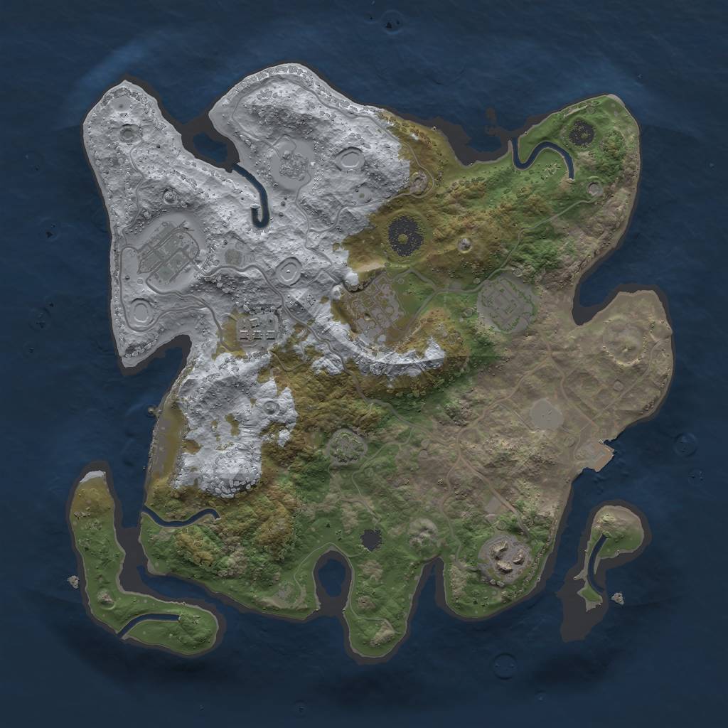 Rust Map: Procedural Map, Size: 3000, Seed: 1443505865, 11 Monuments