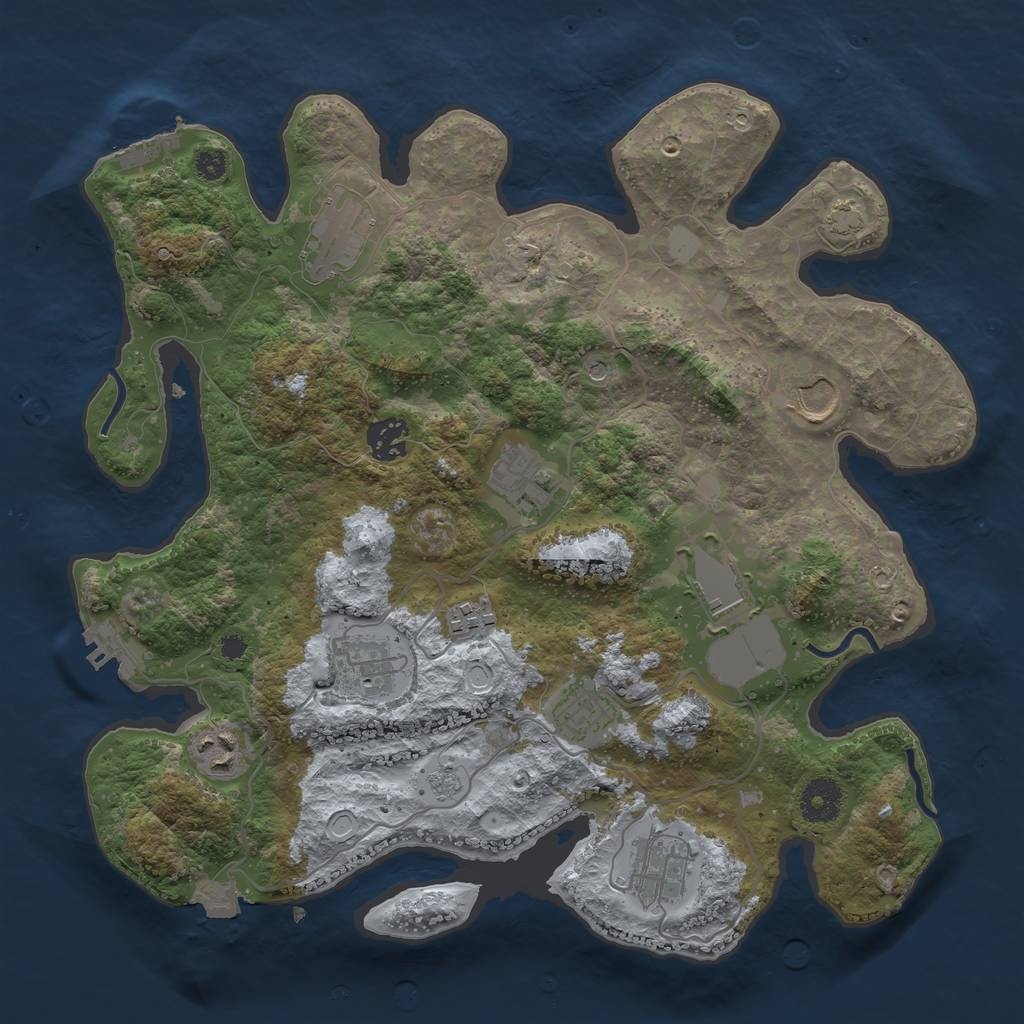 Rust Map: Procedural Map, Size: 3500, Seed: 1406, 18 Monuments
