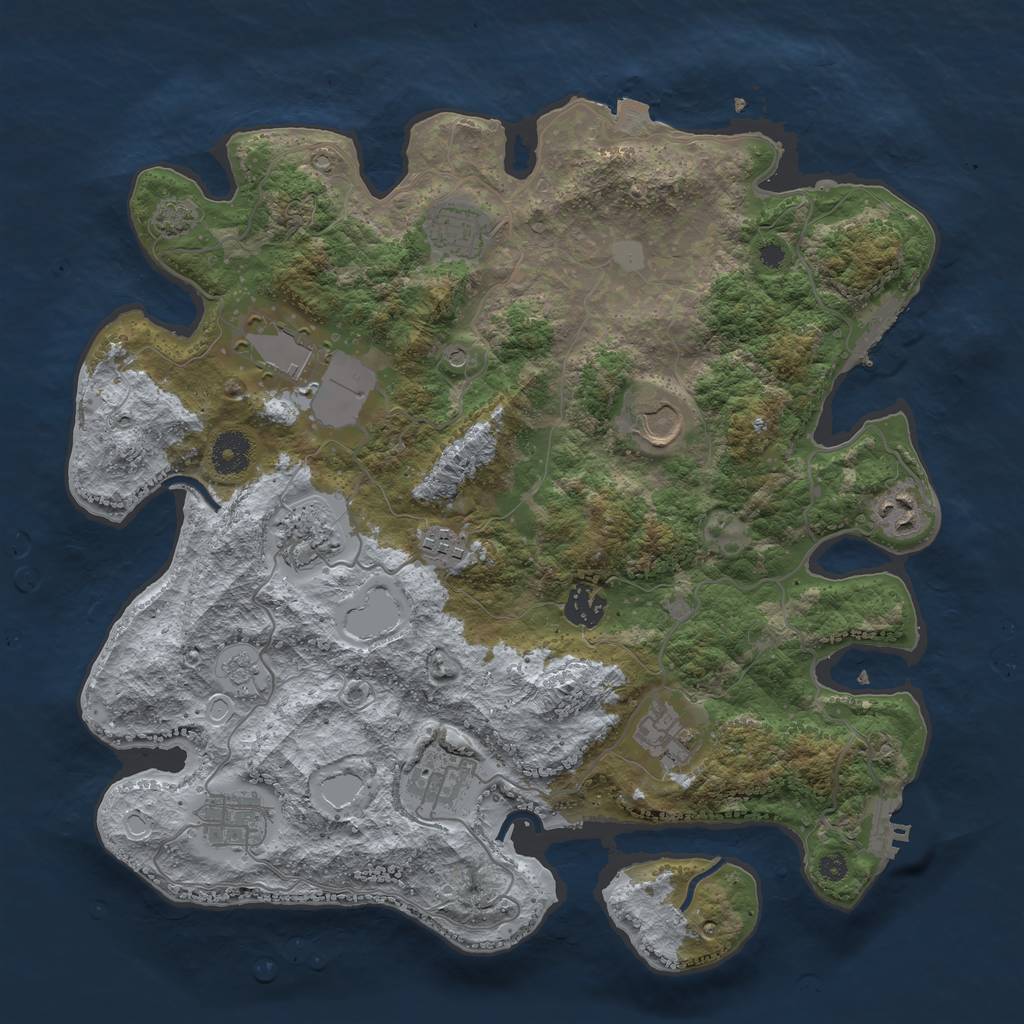 Rust Map: Procedural Map, Size: 3700, Seed: 90159829, 18 Monuments