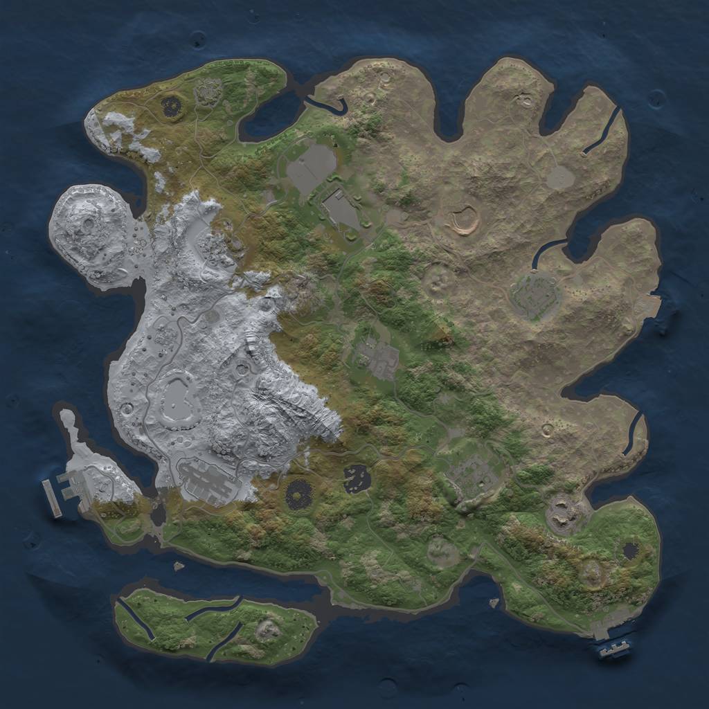 Rust Map: Procedural Map, Size: 3650, Seed: 94584517, 17 Monuments