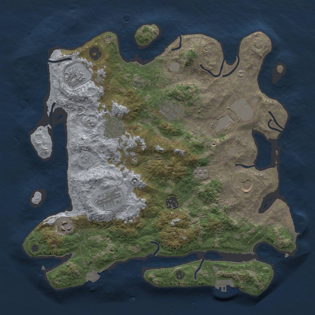Rust Map: Procedural Map, Size: 3700, Seed: 795197117, 17 Monuments