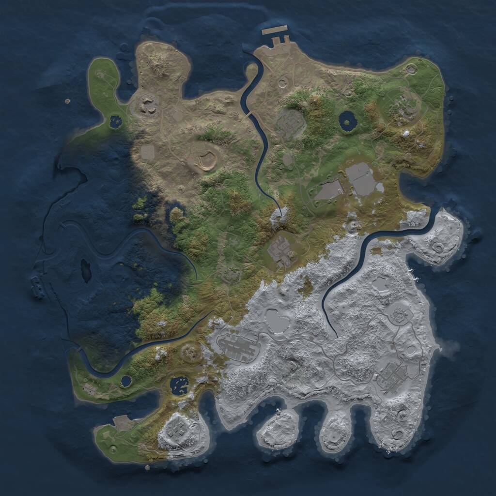 Rust Map: Procedural Map, Size: 3900, Seed: 53259026, 16 Monuments