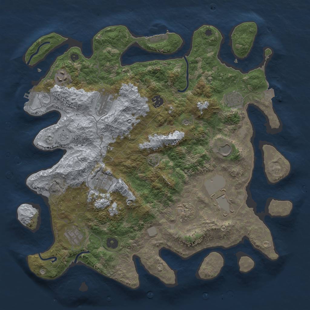 Rust Map: Procedural Map, Size: 3950, Seed: 15433095, 17 Monuments