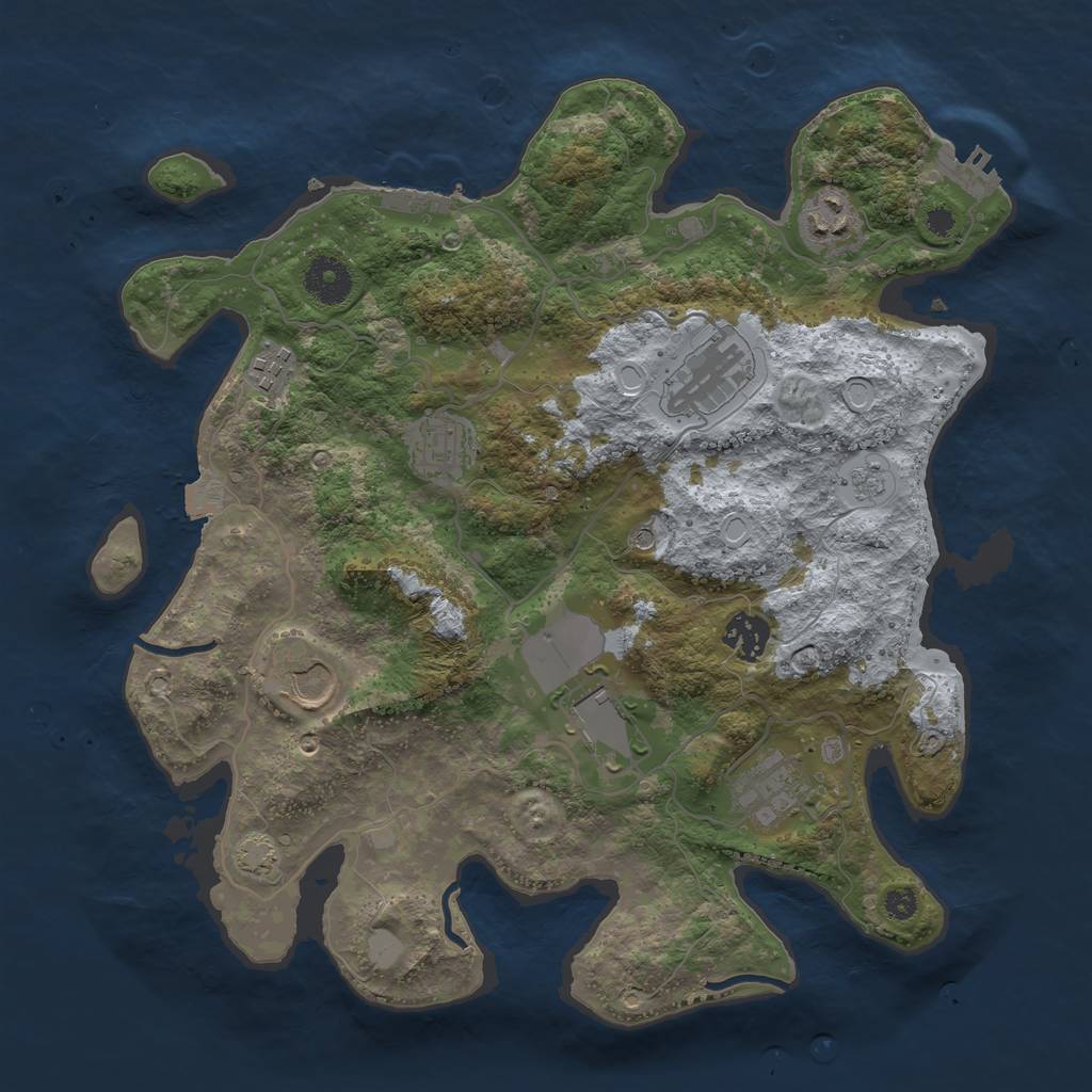 Rust Map: Procedural Map, Size: 3500, Seed: 54011628, 16 Monuments