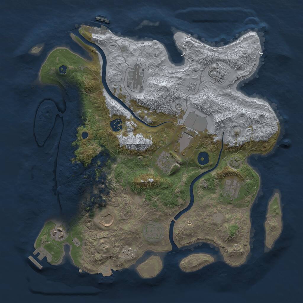 Rust Map: Procedural Map, Size: 3600, Seed: 19206881, 16 Monuments