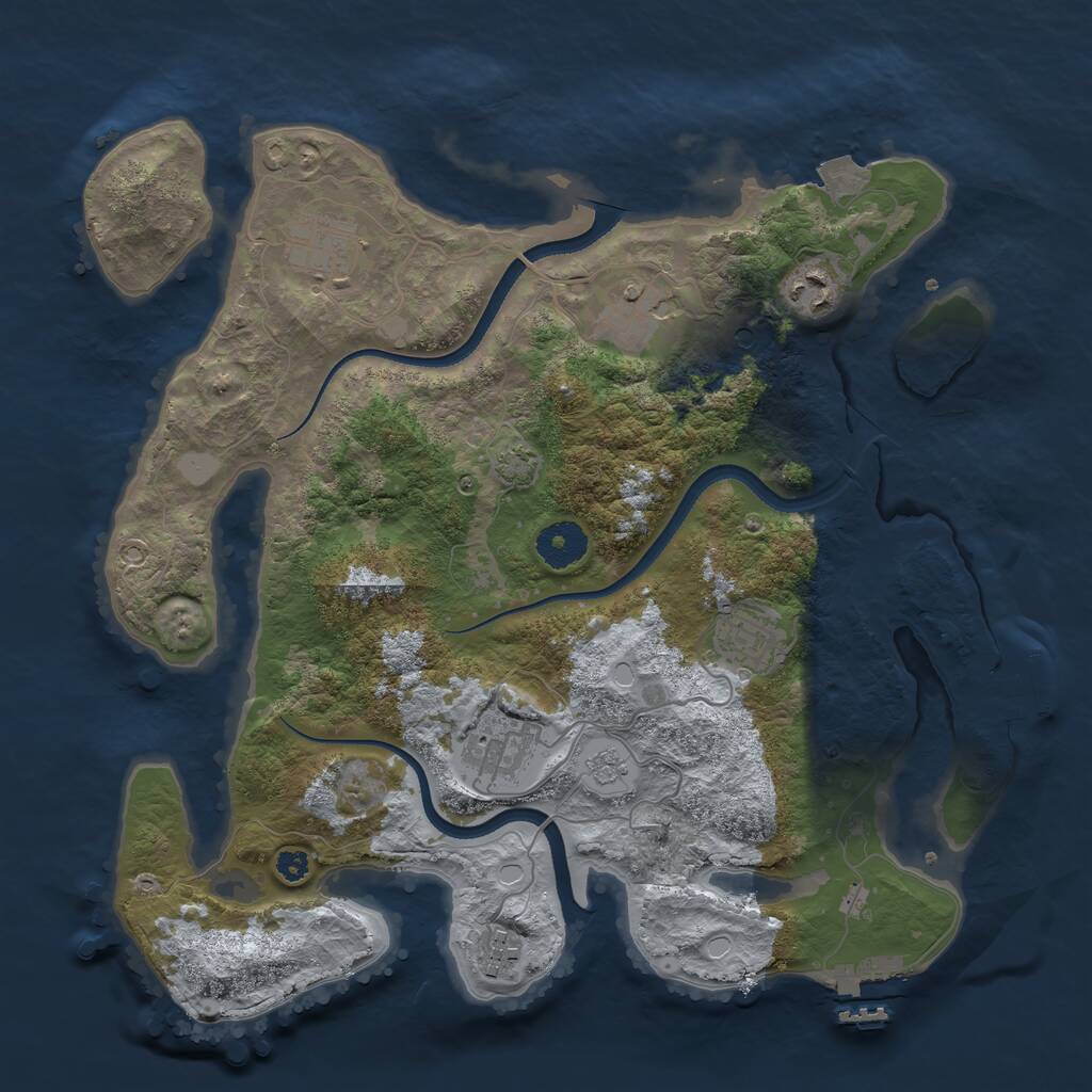 Rust Map: Procedural Map, Size: 3450, Seed: 22326631, 12 Monuments