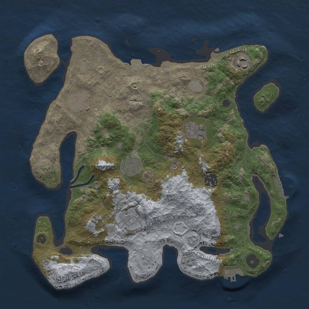 Rust Map: Procedural Map, Size: 3450, Seed: 22326631, 15 Monuments