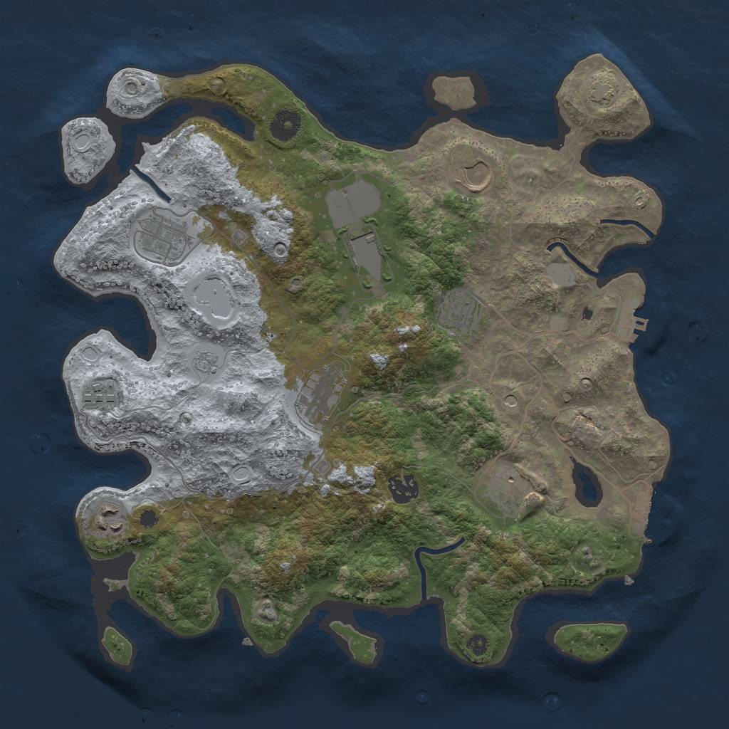 Rust Map: Procedural Map, Size: 3600, Seed: 46595410, 17 Monuments
