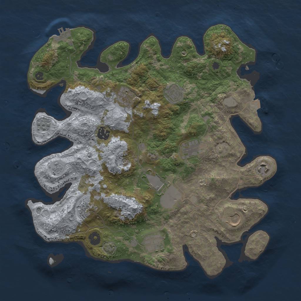 Rust Map: Procedural Map, Size: 3600, Seed: 10177027, 17 Monuments