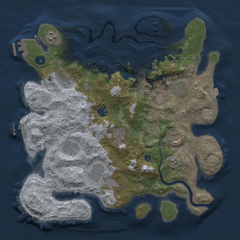 Rust Map: Procedural Map, Size: 3650, Seed: 83478376, 15 Monuments