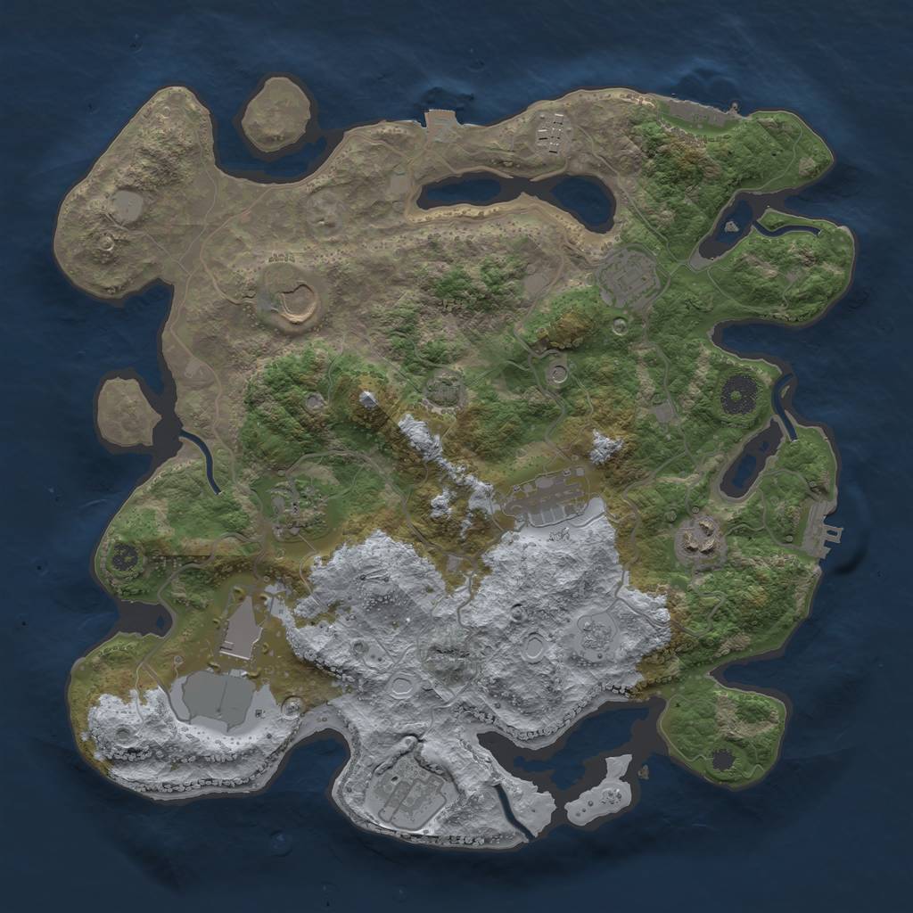 Rust Map: Procedural Map, Size: 3500, Seed: 927928192, 16 Monuments