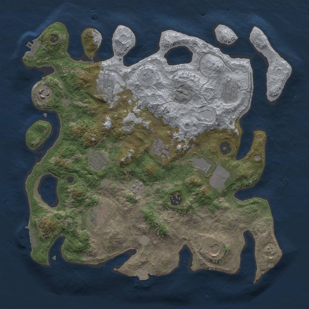 Rust Map: Procedural Map, Size: 3700, Seed: 82724887, 18 Monuments