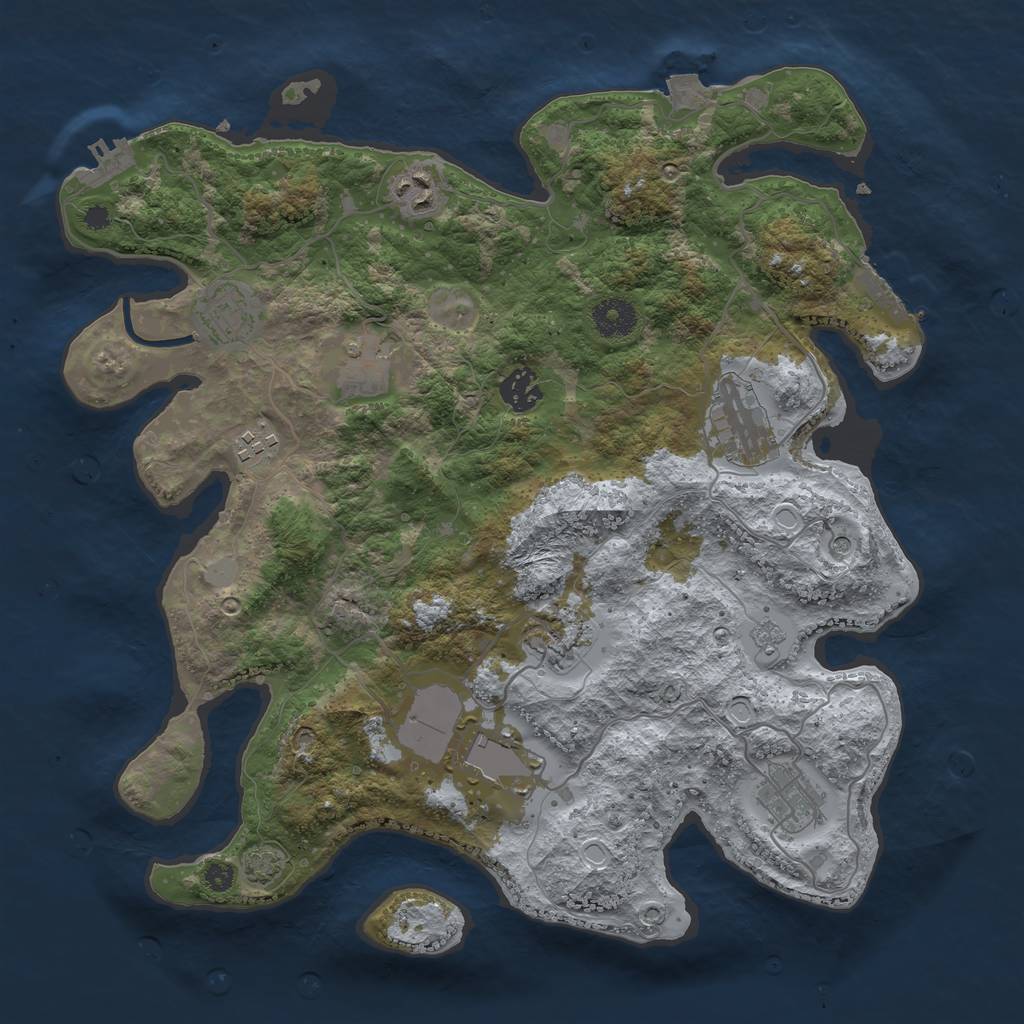 Rust Map: Procedural Map, Size: 3650, Seed: 91282382, 17 Monuments