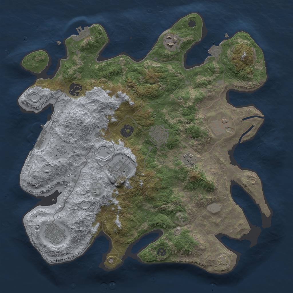 Rust Map: Procedural Map, Size: 3400, Seed: 24532655, 15 Monuments