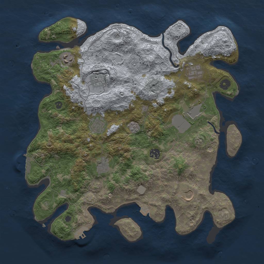 Rust Map: Procedural Map, Size: 3700, Seed: 74101730, 17 Monuments