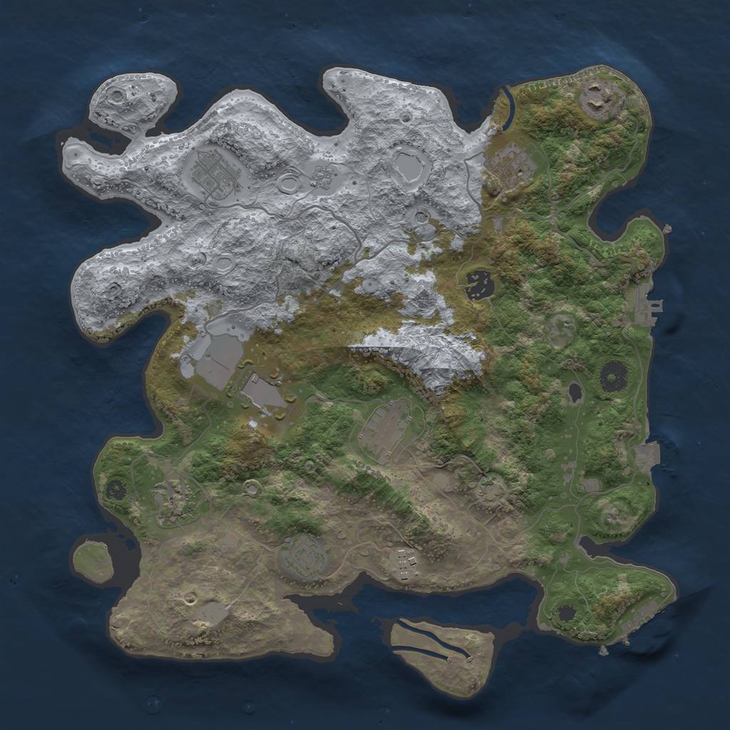 Rust Map: Procedural Map, Size: 3650, Seed: 95930103, 17 Monuments