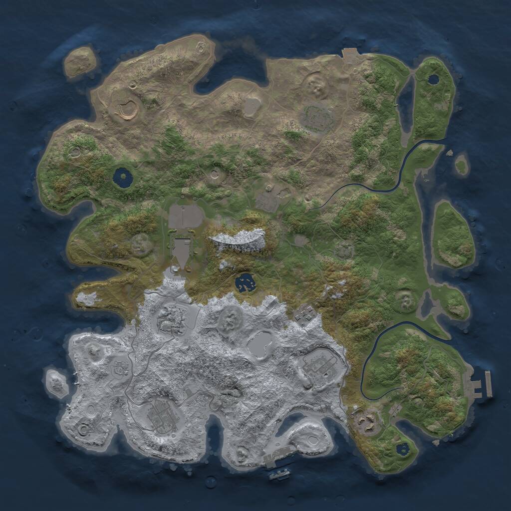 Rust Map: Procedural Map, Size: 3900, Seed: 24970411, 16 Monuments