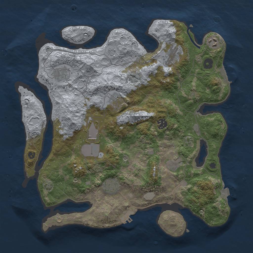 Rust Map: Procedural Map, Size: 3650, Seed: 40451222, 16 Monuments