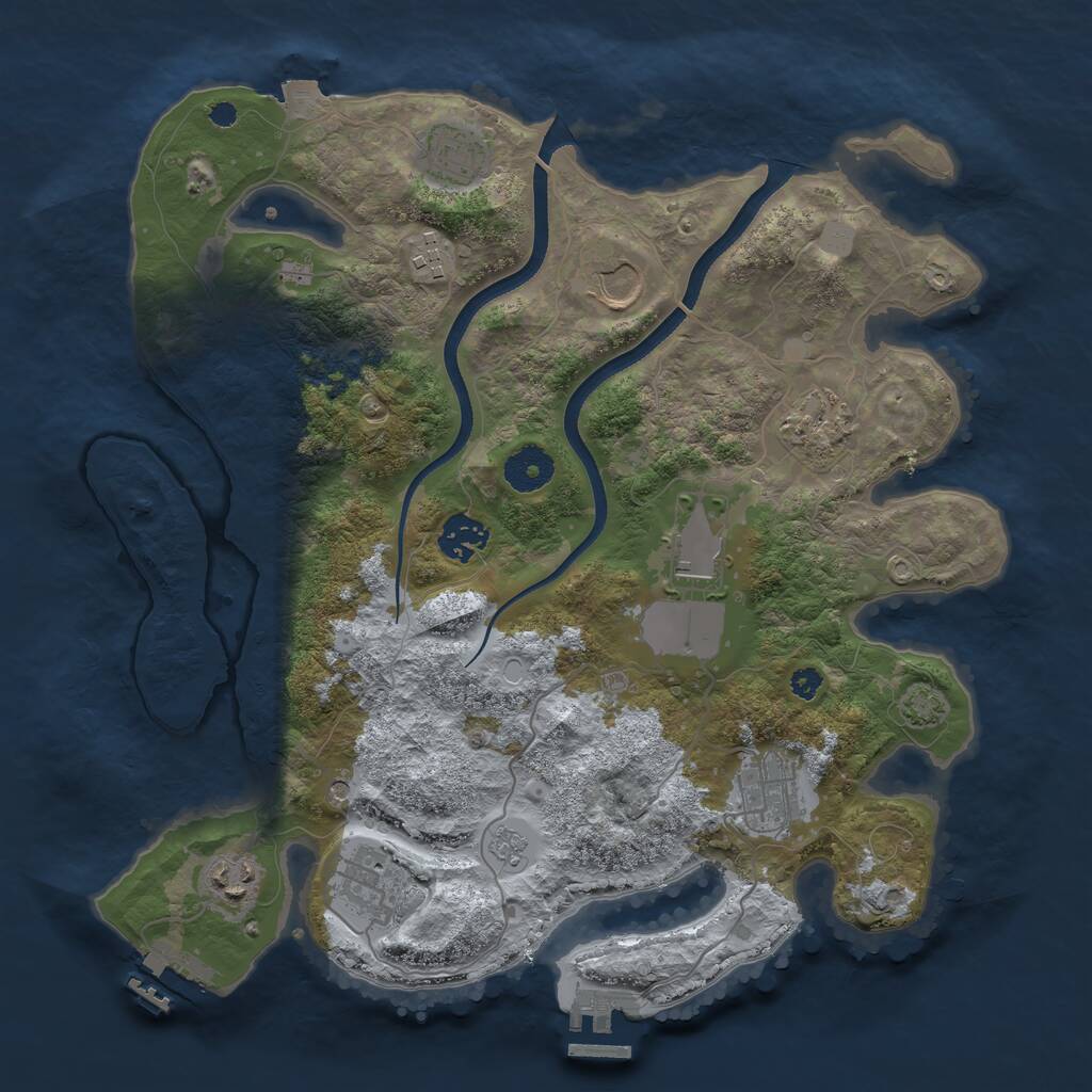Rust Map: Procedural Map, Size: 3500, Seed: 61829996, 15 Monuments