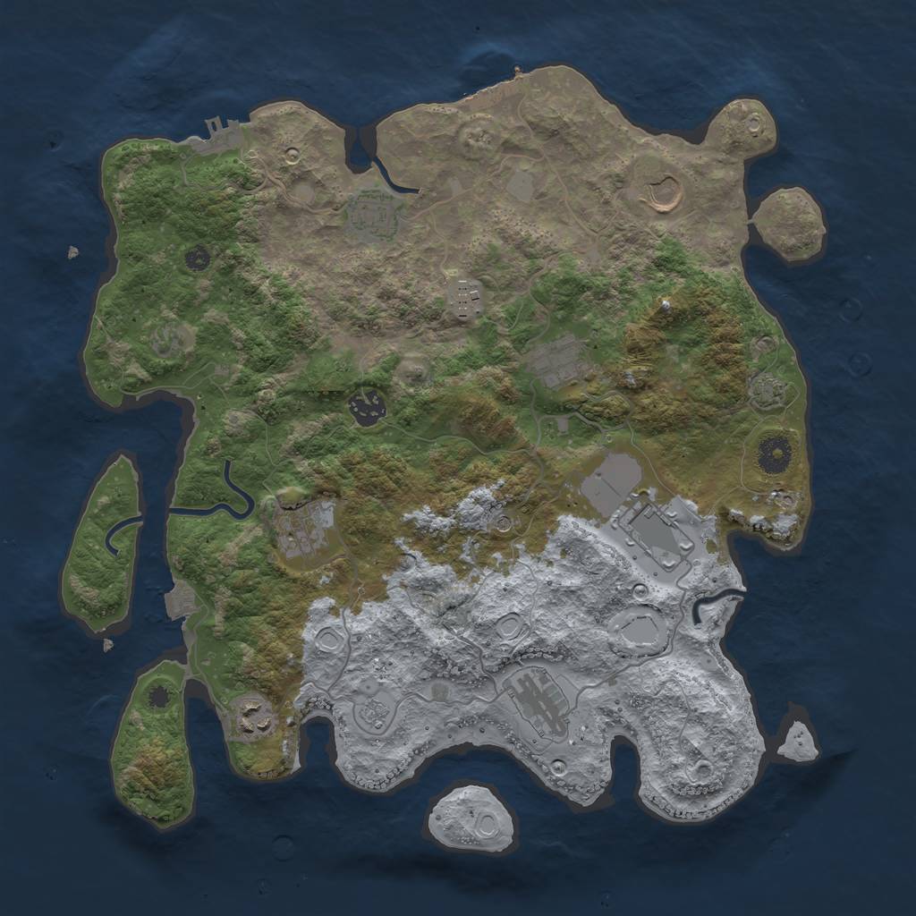 Rust Map: Procedural Map, Size: 3800, Seed: 86153207, 17 Monuments