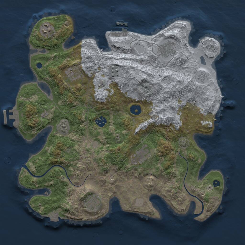 Rust Map: Procedural Map, Size: 3450, Seed: 86648972, 13 Monuments