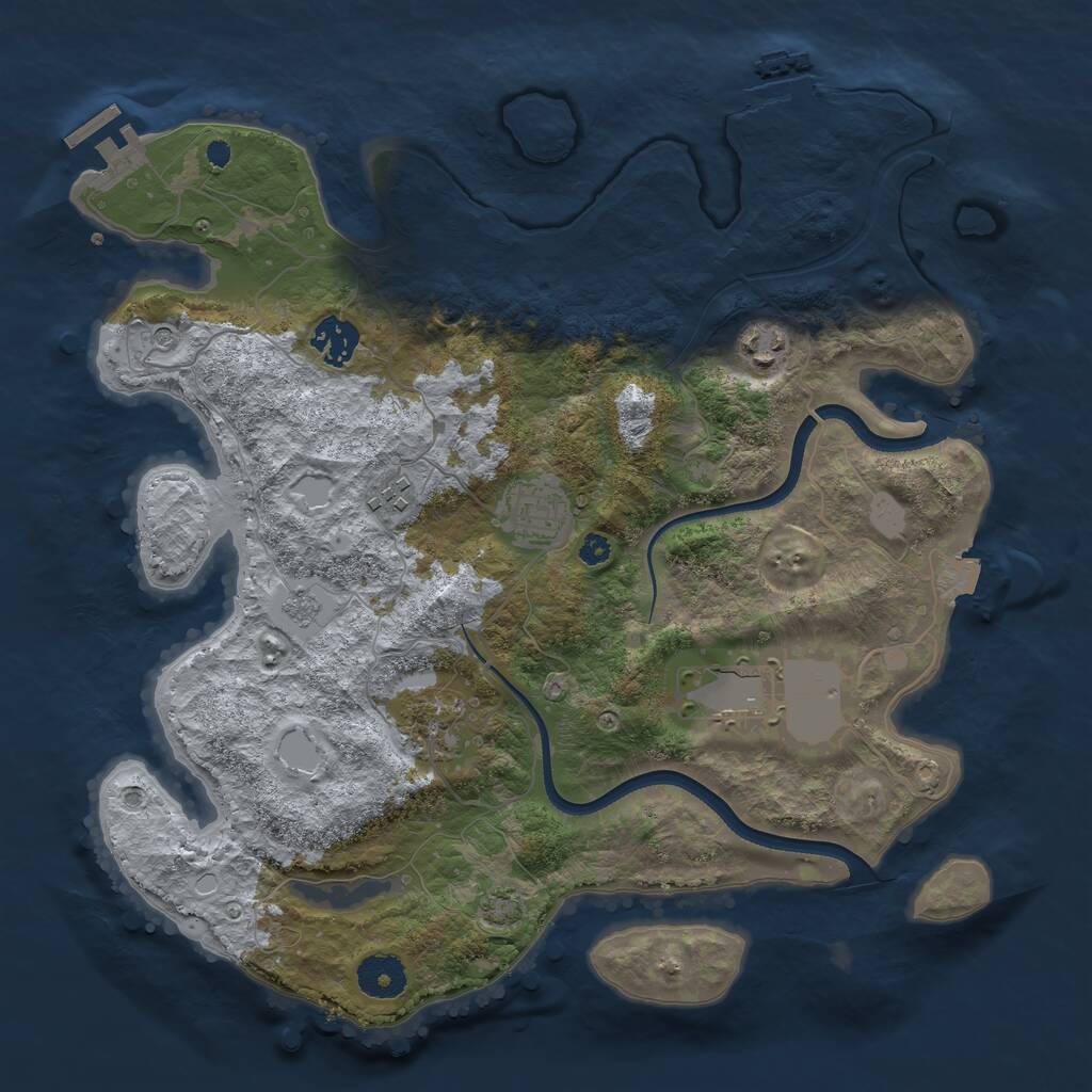 Rust Map: Procedural Map, Size: 3500, Seed: 717159305, 12 Monuments