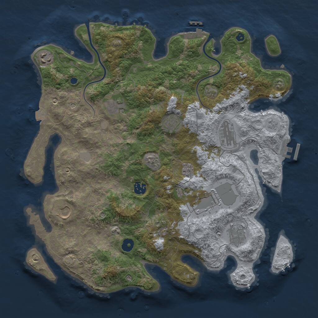 Rust Map: Procedural Map, Size: 3800, Seed: 56160066, 16 Monuments