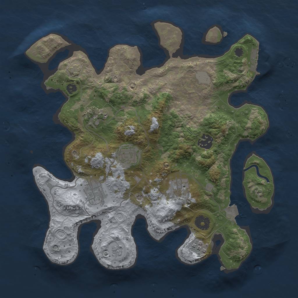 Rust Map: Procedural Map, Size: 3000, Seed: 1449463026, 13 Monuments