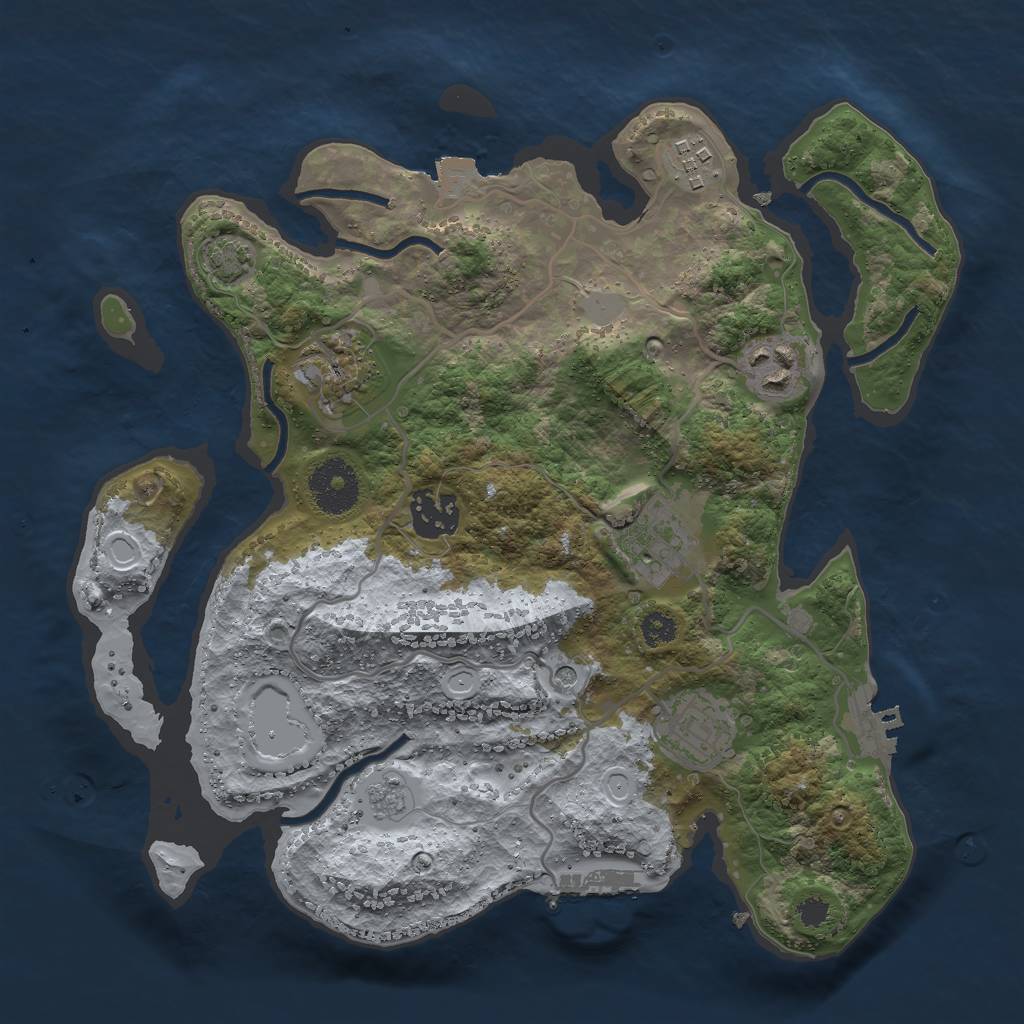 Rust Map: Procedural Map, Size: 3000, Seed: 505182300, 14 Monuments