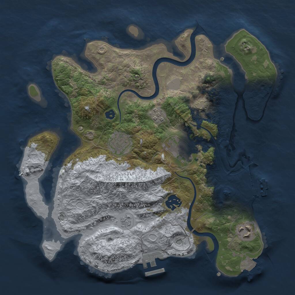 Rust Map: Procedural Map, Size: 3000, Seed: 505182300, 11 Monuments