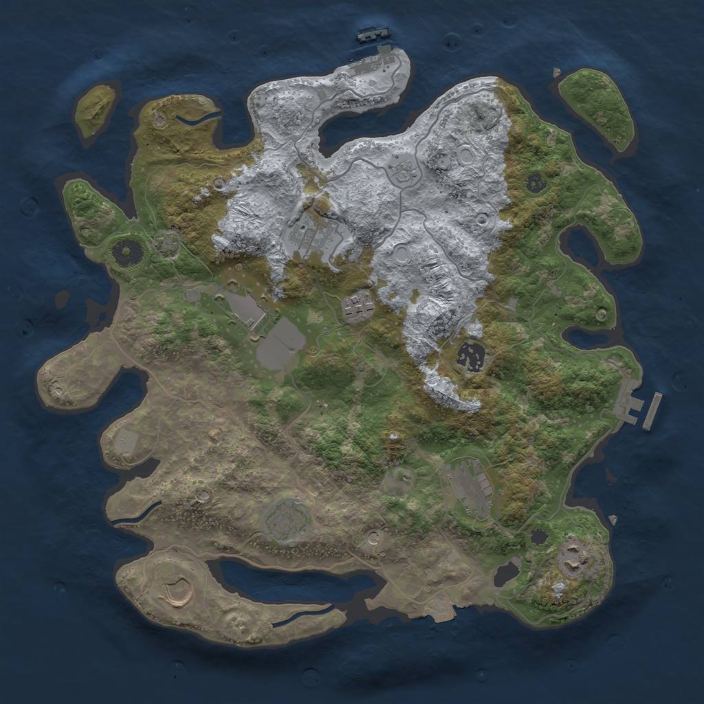 Rust Map: Procedural Map, Size: 3650, Seed: 23516616, 16 Monuments