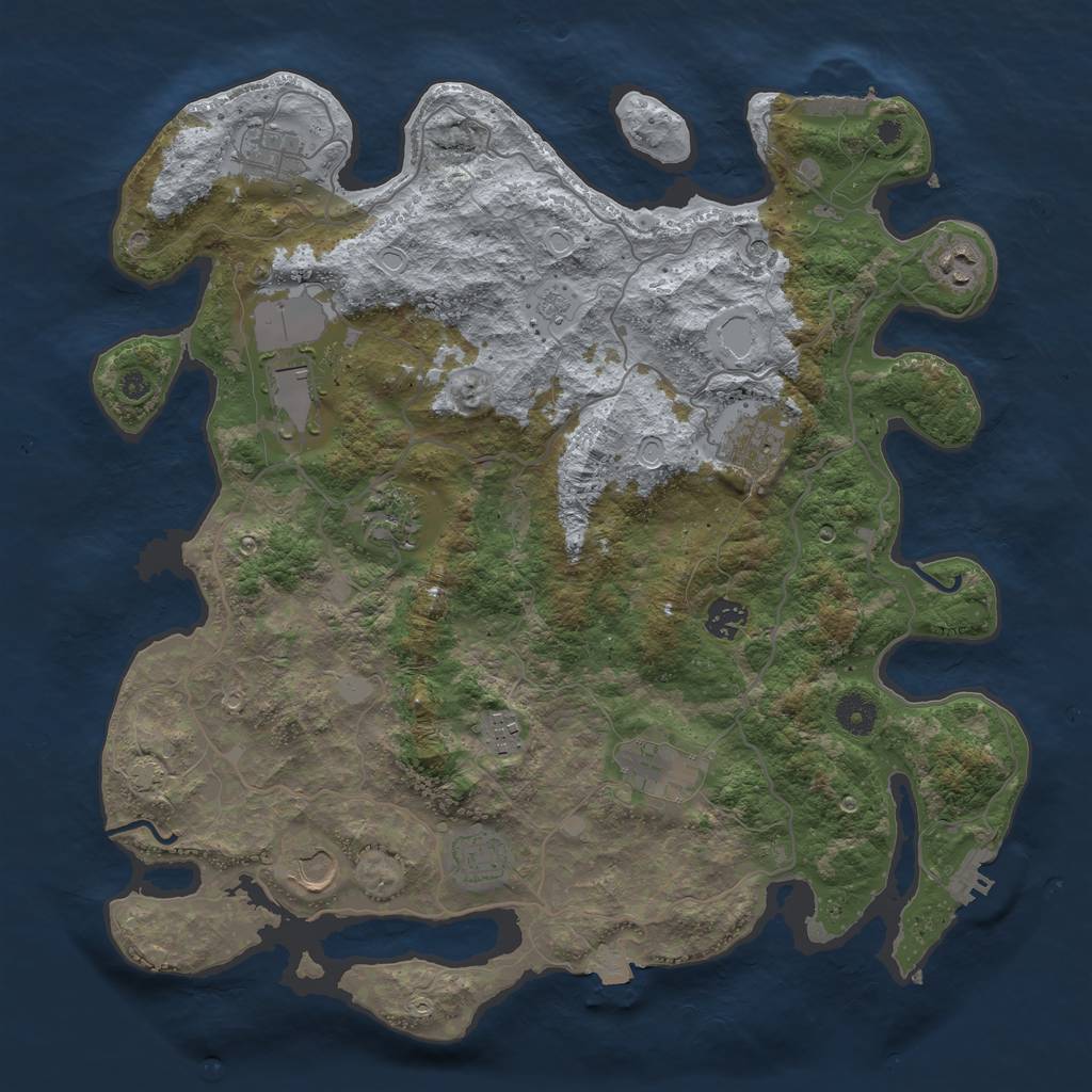 Rust Map: Procedural Map, Size: 4000, Seed: 209305125, 18 Monuments