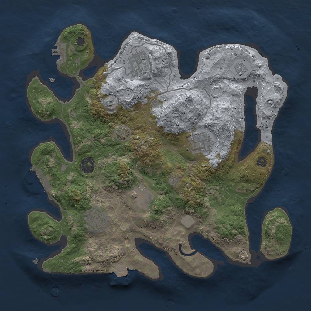 Rust Map: Procedural Map, Size: 3000, Seed: 1592007996, 11 Monuments