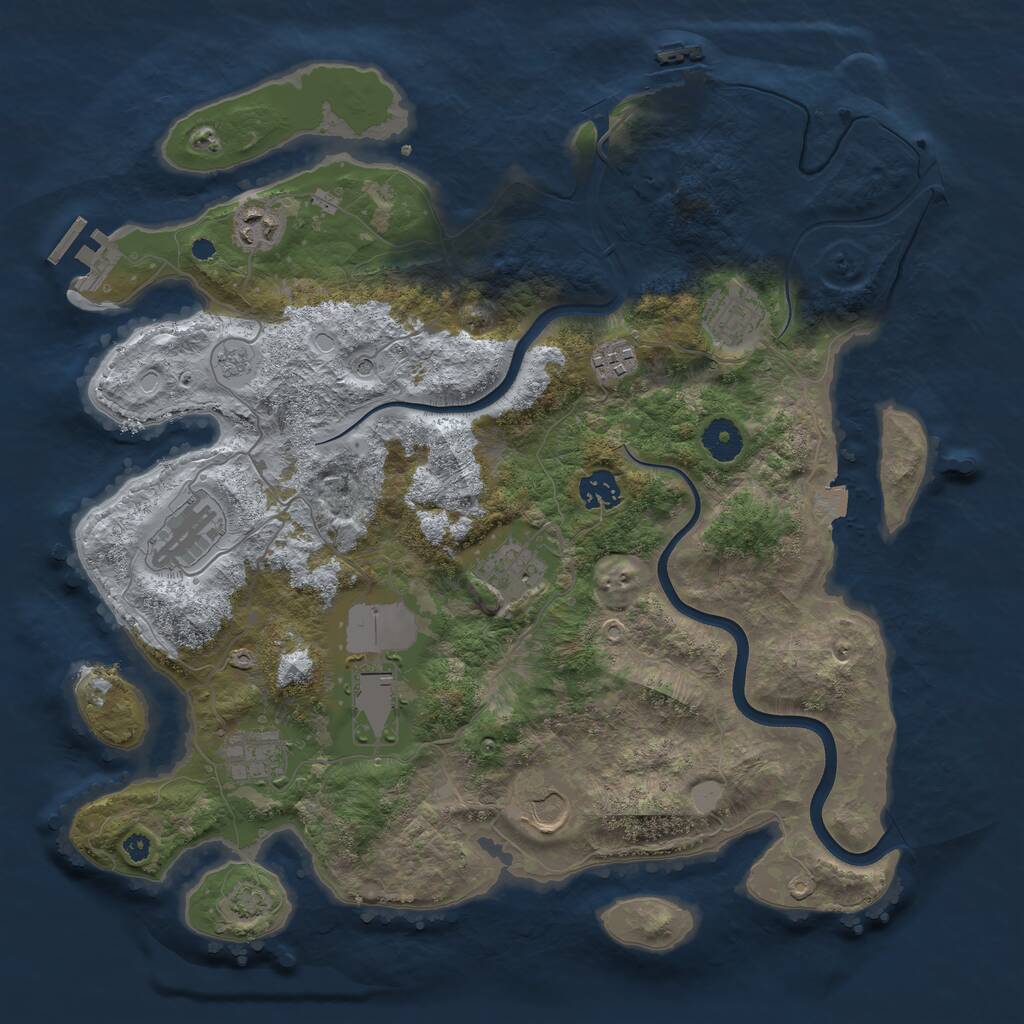 Rust Map: Procedural Map, Size: 3800, Seed: 1324, 15 Monuments