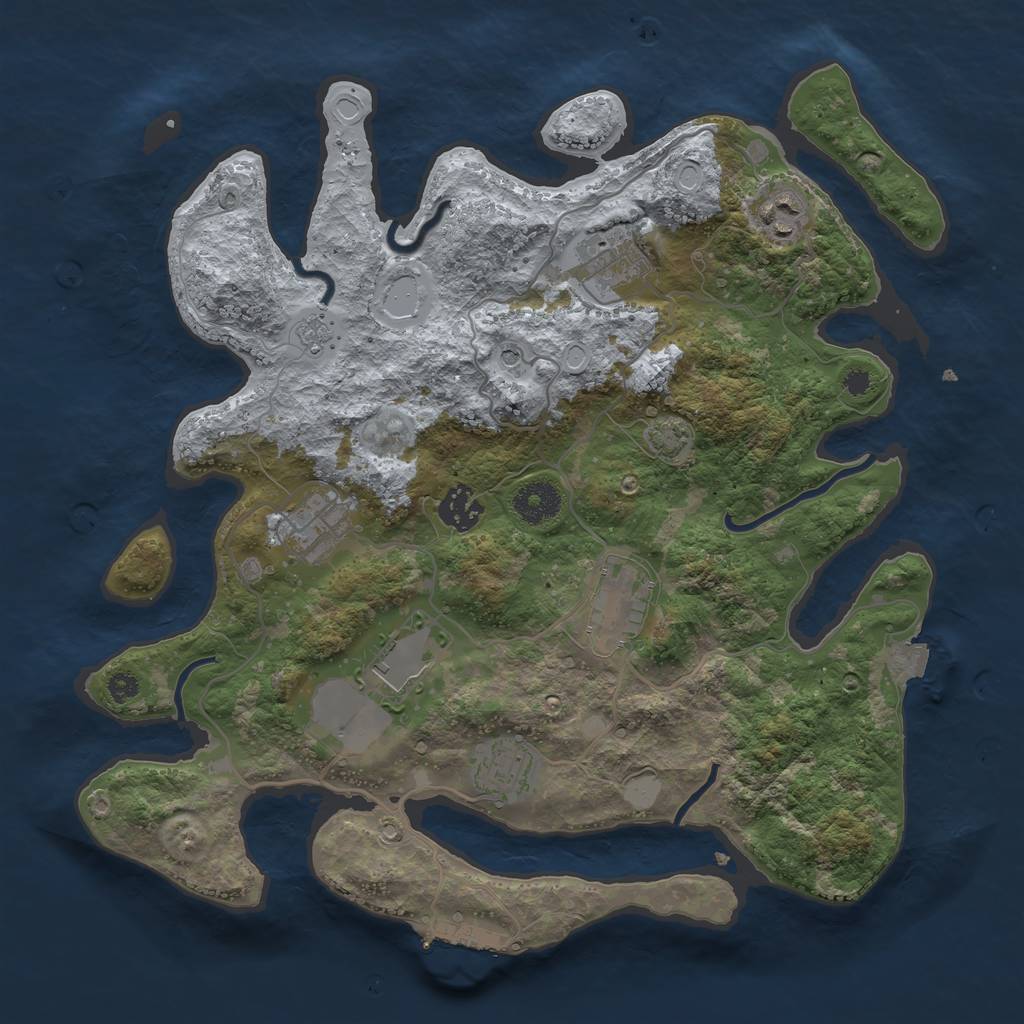 Rust Map: Procedural Map, Size: 3500, Seed: 186185588, 14 Monuments