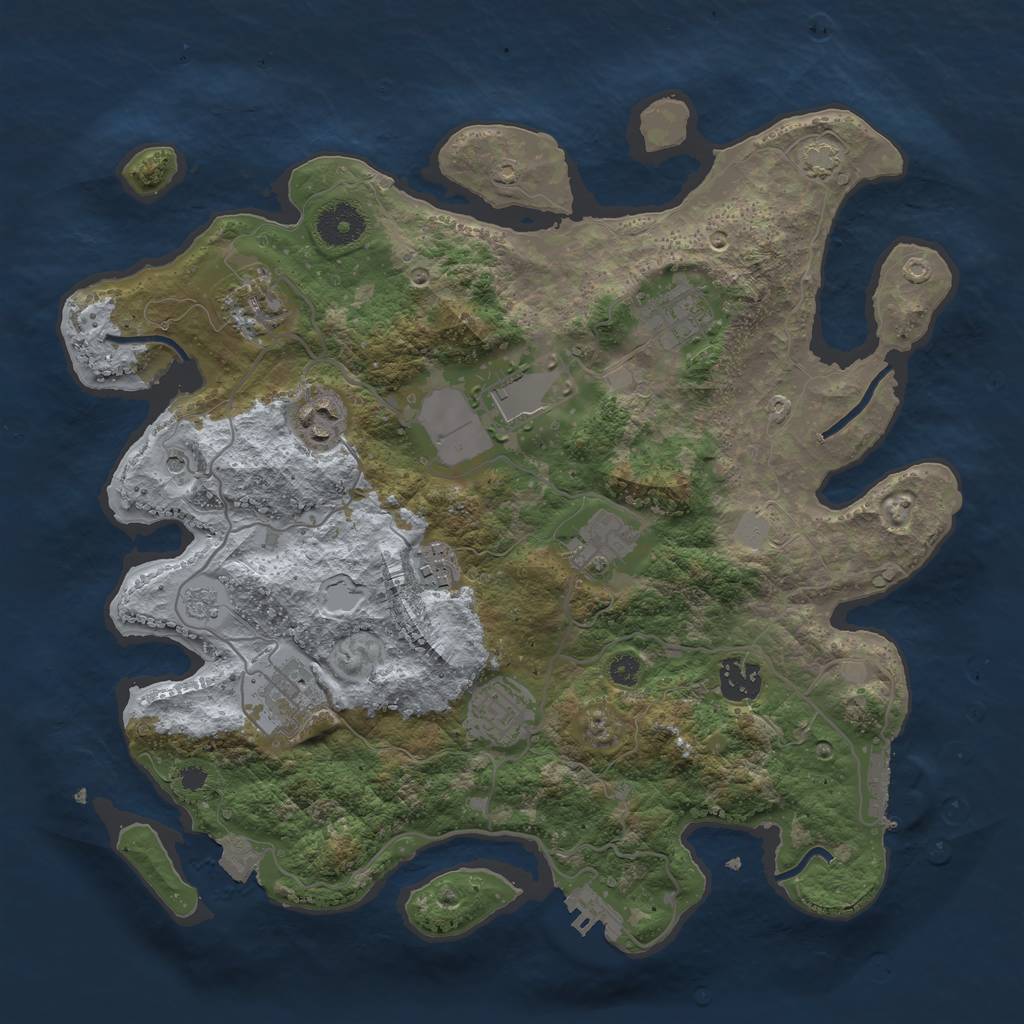 Rust Map: Procedural Map, Size: 3500, Seed: 5892, 17 Monuments