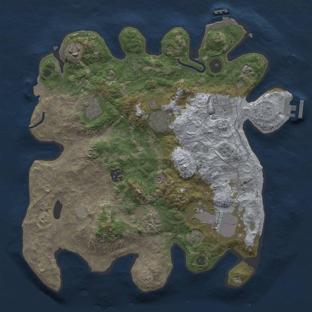 Rust Map: Procedural Map, Size: 3500, Seed: 40800, 16 Monuments