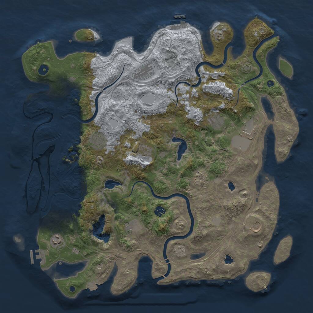 Rust Map: Procedural Map, Size: 4500, Seed: 348553798, 17 Monuments