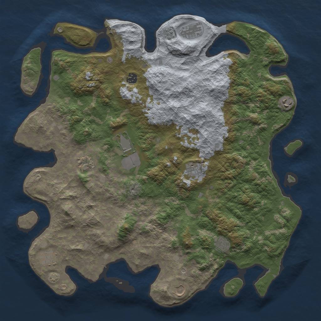 Rust Map: Barren, Size: 4500, Seed: 2726817, 14 Monuments