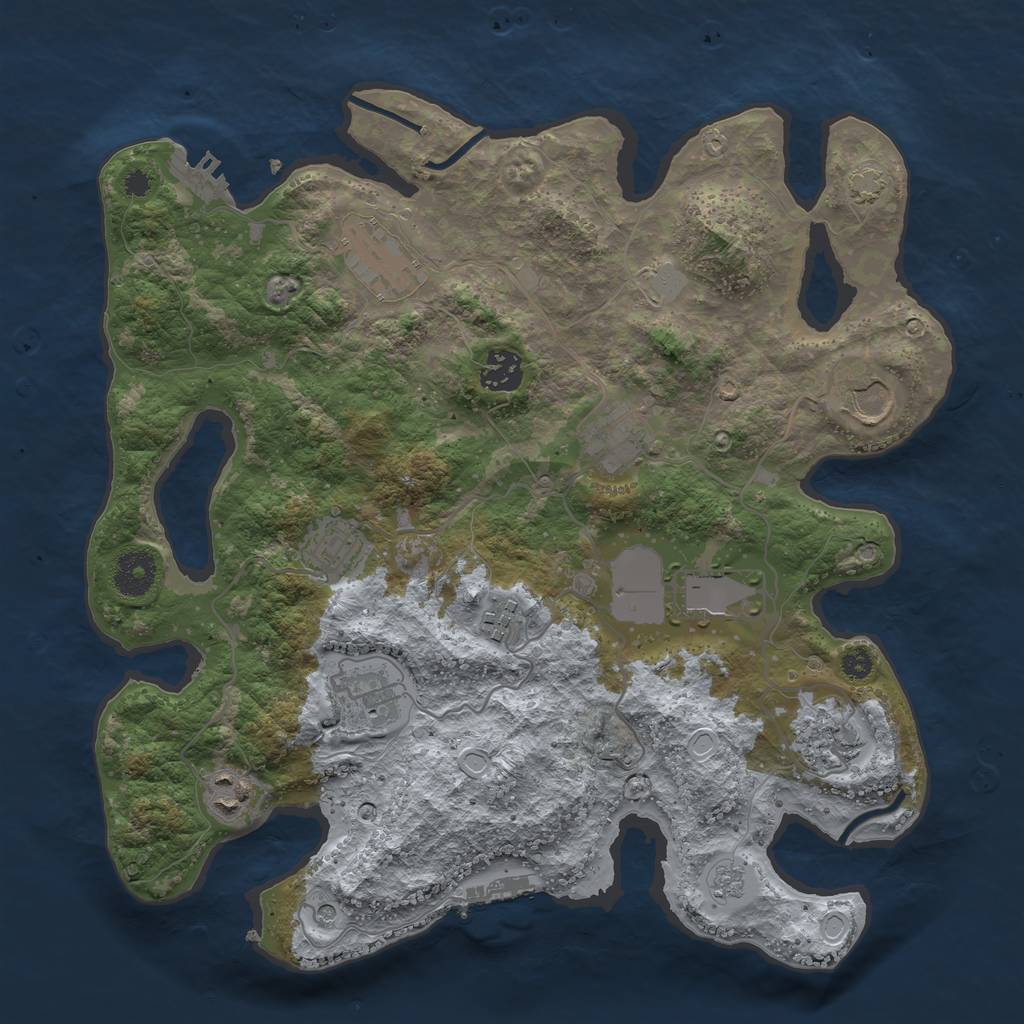 Rust Map: Procedural Map, Size: 3500, Seed: 442682504, 18 Monuments