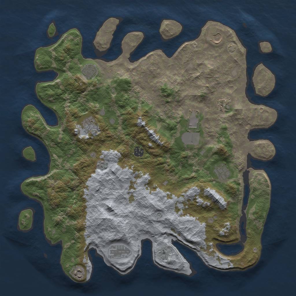 Rust Map: Barren, Size: 4400, Seed: 81541131, 14 Monuments