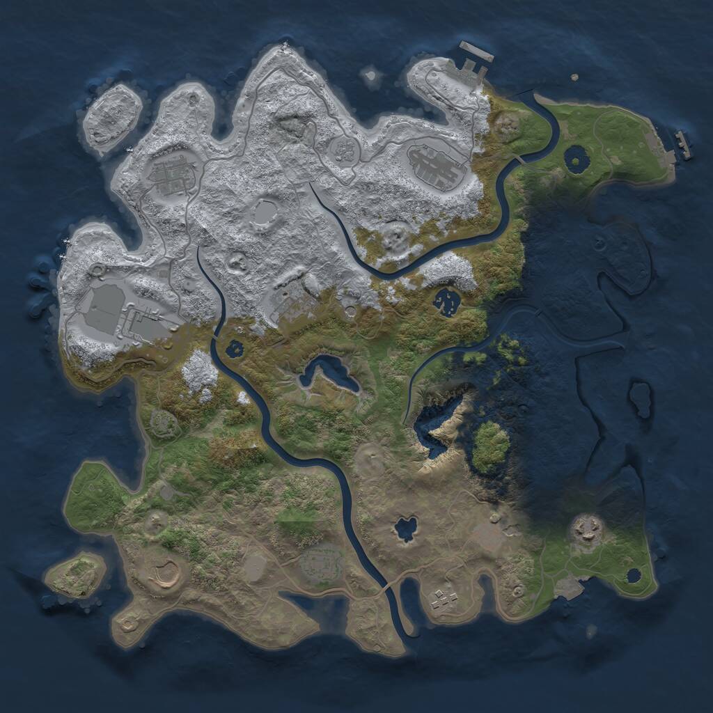 Rust Map: Procedural Map, Size: 4000, Seed: 237358861, 16 Monuments