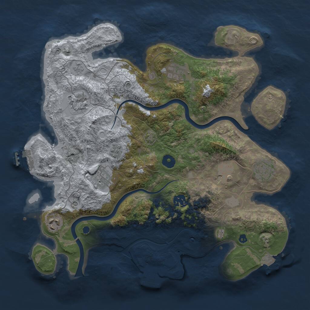 Rust Map: Procedural Map, Size: 3550, Seed: 13706641, 14 Monuments