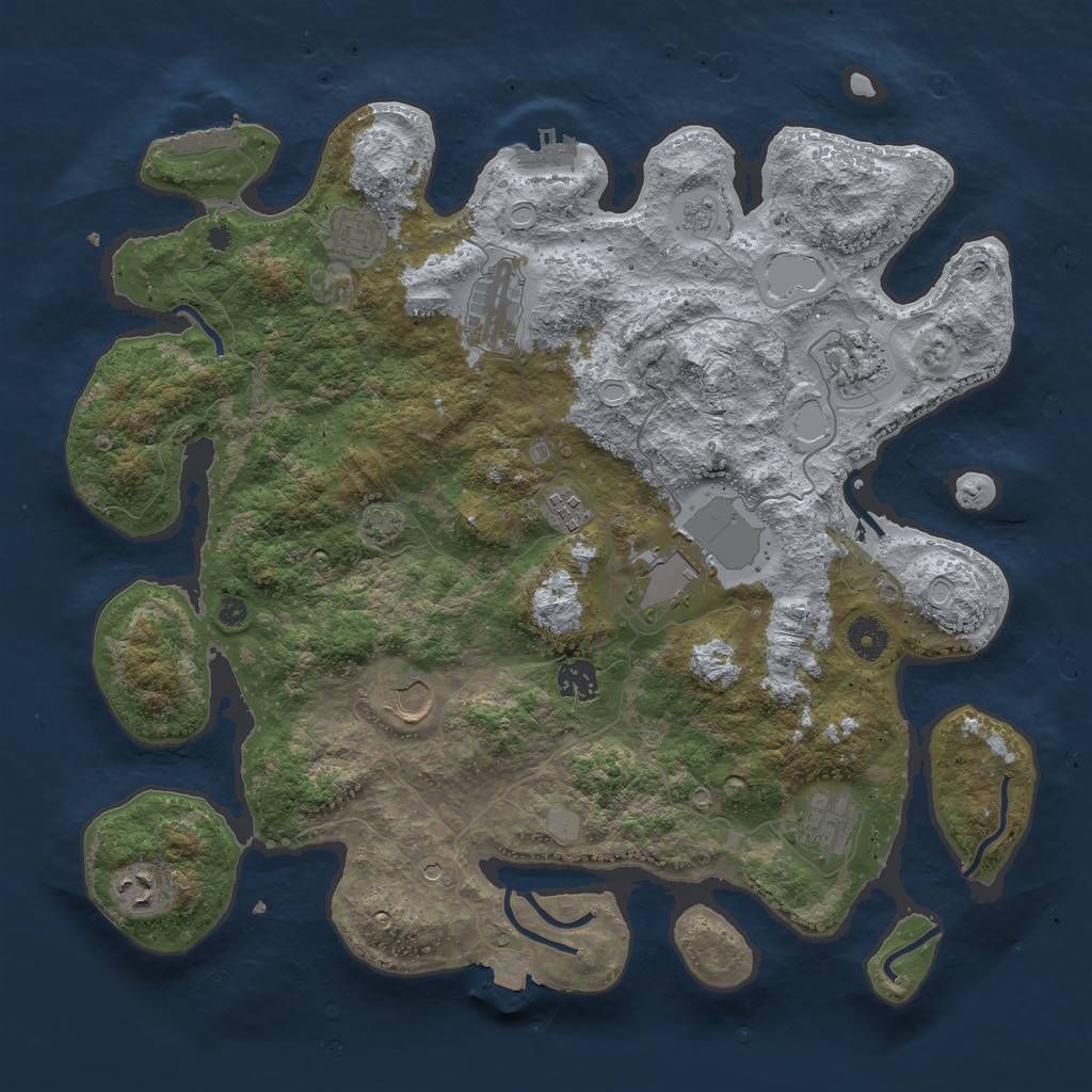 Rust Map: Procedural Map, Size: 3950, Seed: 98199744, 17 Monuments