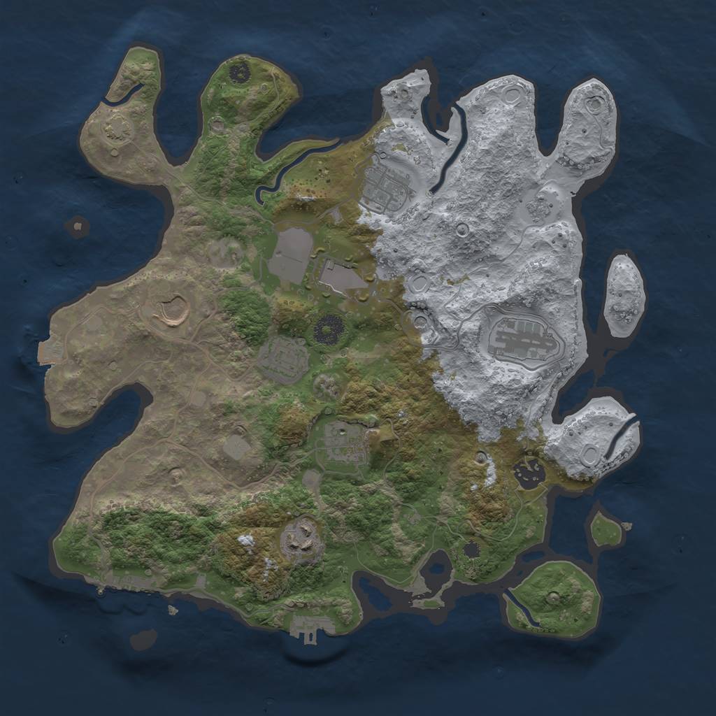 Rust Map: Procedural Map, Size: 3500, Seed: 45511634, 16 Monuments