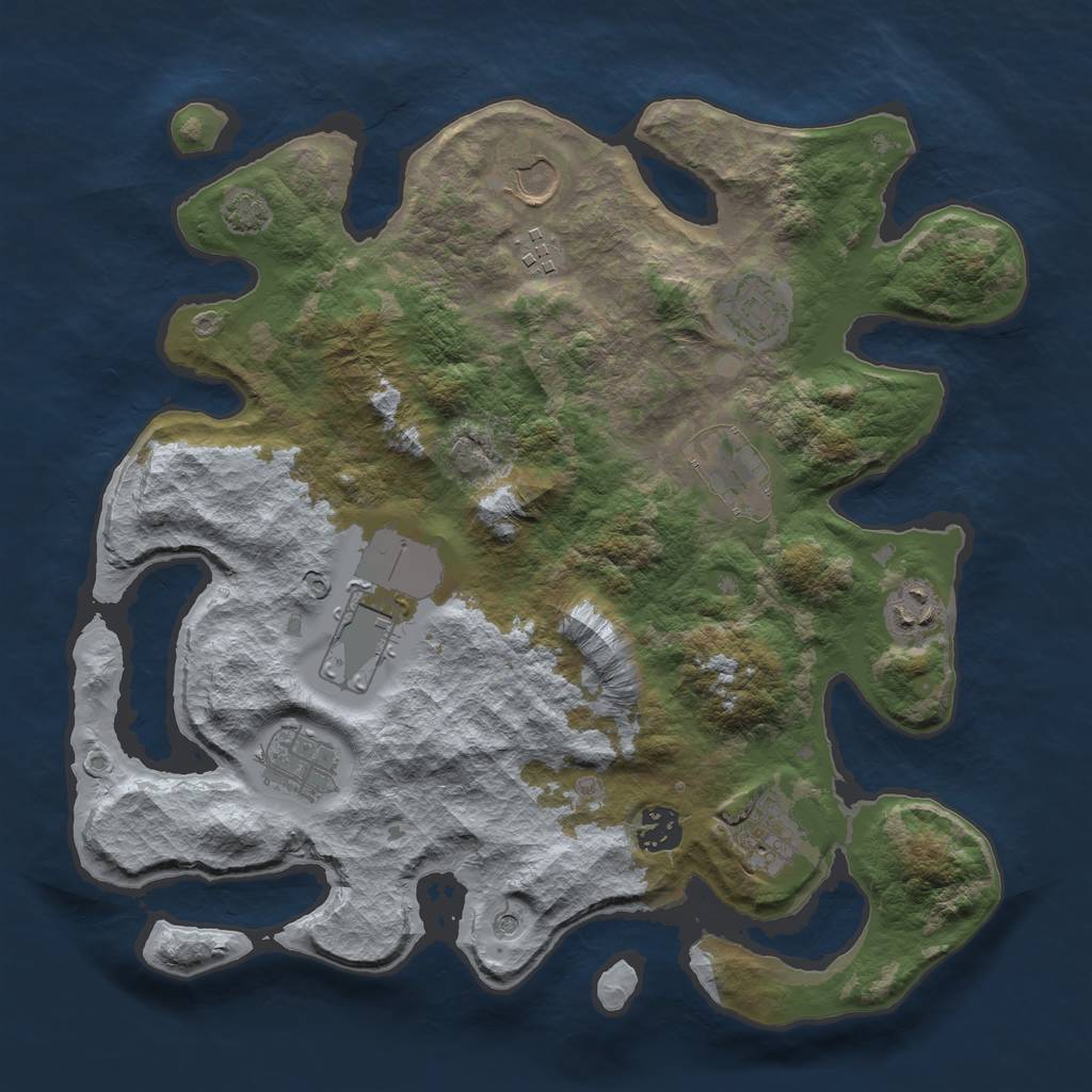 Rust Map: Barren, Size: 3500, Seed: 60366411, 13 Monuments