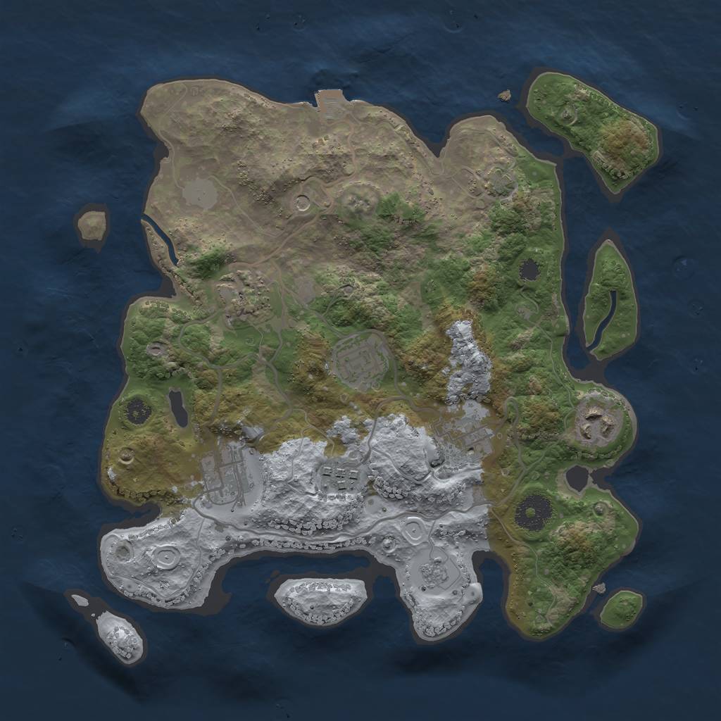 Rust Map: Procedural Map, Size: 3000, Seed: 876740574, 12 Monuments