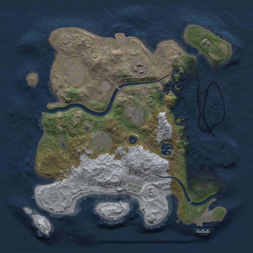 Rust Map: Procedural Map, Size: 3000, Seed: 876740574, 12 Monuments