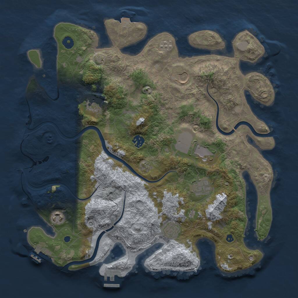 Rust Map: Procedural Map, Size: 3850, Seed: 26878280, 13 Monuments